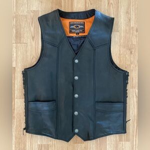 Buffalo Leather Gear Motorcycle Riding Vest side lacing Men’s size L